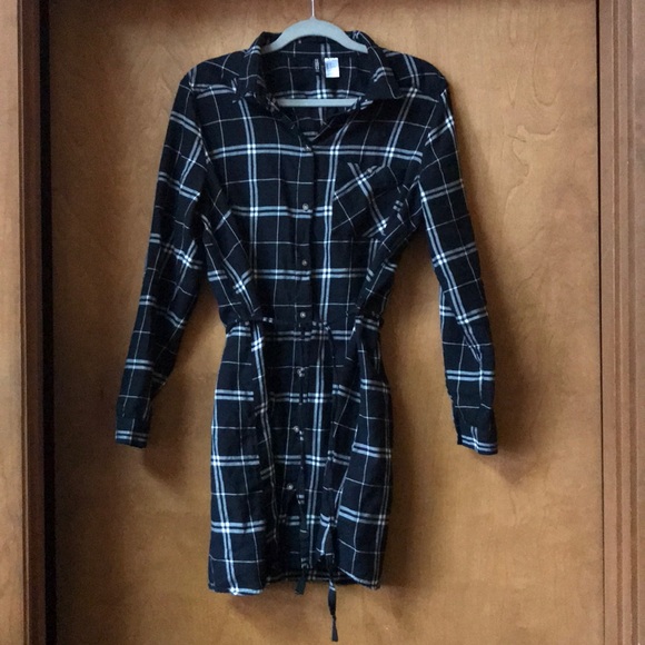 h&m long shirt dress
